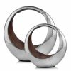 16" Silver and Brown Buffed Aluminum Tabletop Sculpture