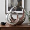 16" Silver and Brown Buffed Aluminum Tabletop Sculpture