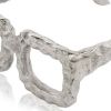 7" Silver Aluminum Textured Square Eyeglasses Tabletop Sculpture