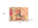 50" X 70" Orange and Red Kantha Cotton Floral Throw Blanket with Embroidery