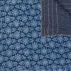 50" X 70" Blue Kantha Cotton Floral Throw Blanket with Embroidery