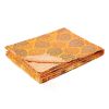 50" X 70" Orange Blue and Yellow Cotton Kantha Patchwork with Embroidery