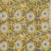 50" X 70" Yellow and Gray Kantha Cotton Floral Throw Blanket