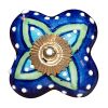 Set of Eight Blue And Green Floral Ceramic Drawer Pull Knobs