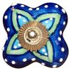 Set of Eight Blue And Green Floral Ceramic Drawer Pull Knobs