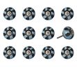 Set of Twelve Blue And Black Geometric Ceramic Drawer Pull Knobs
