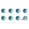 Set of Eight Aqua And White Floral Ceramic Drawer Pull Knobs