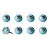 Set of Eight Aqua And White Floral Ceramic Drawer Pull Knobs