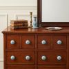 Set of Eight Aqua And White Floral Ceramic Drawer Pull Knobs