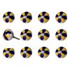 Set of Twelve Blue And Yellow Floral Ceramic Drawer Pull Knobs