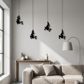 Set of Four Black Resin Climbing Man Hanging Dimensional Sculpture