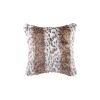 Set of Two 18" Brown White And Black Faux Fur Throw Pillows