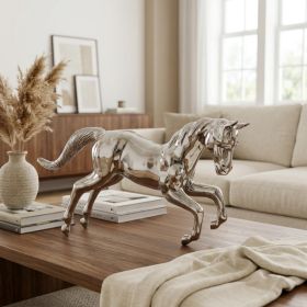 19" Nickel Metal Horse Figurine Tabletop Sculpture
