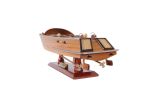 16" Brown Solid Wood Hand Painted Runabout Canoe Model Boat