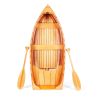 15" Brown Solid Wood Hand Painted Model Boat