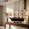 17" Brown Wood and Metal Hand Painted Cutty Sark Model Boat Tabletop Sculpture
