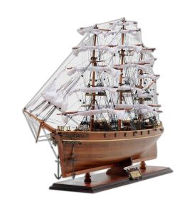 28" Brown Solid Wood Hand Painted Model Boat