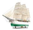 25" Green And White Solid Wood Hand Painted Model Boat