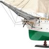 25" Green And White Solid Wood Hand Painted Model Boat