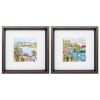 12" X 12" Brushed Silver Frame Palm Tree Set Of 2