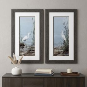 Set of Two Island Egret Brown Framed Art