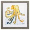 23" X 23" Sea Creature Octopus Brown Square Framed Art