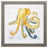 23" X 23" Sea Creature Octopus Brown Square Framed Art