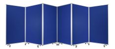 71" Blue Iron Folding Six Panel Screen Room Divider
