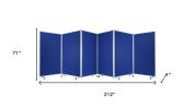 71" Blue Iron Folding Six Panel Screen Room Divider