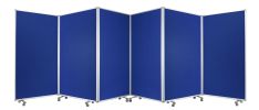 71" Blue Iron Folding Six Panel Screen Room Divider