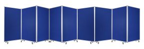 71" Blue Iron Folding Nine Panel Screen Room Divider