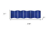 71" Blue Iron Folding Nine Panel Screen Room Divider