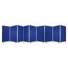 71" Blue Iron Folding Nine Panel Screen Room Divider