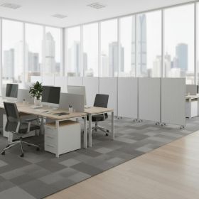 71" Clear Iron Folding Nine Panel Screen Room Divider