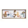 12" X 32" Blue Brown and Orange Abstract Geometric Wood Wall Decor