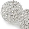 Set of Two Clear And Silver Faux Crystal And Steel Decorative Orb Tabletop Sculptures