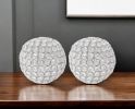 Set of Two Clear Faux Crystal and Silver Decorative Orb Tabletop Sculptures