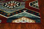 3' X 5' Red And Blue Geometric Area Rug