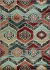 3' X 5' Red And Blue Geometric Area Rug
