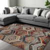 8' X 10' Red Gray And Orange Geometric Area Rug