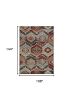 9' X 12' Red Gray And Orange Geometric Area Rug