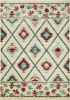 5' X 8' Ivory Blue And Red Southwestern Area Rug