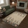 5' X 8' Ivory Green And Red Southwestern Area Rug