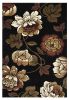 2' X 3' Black Tan And Ivory Floral Area Rug
