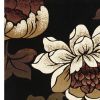 5' X 8' Black Tan And Ivory Floral Area Rug