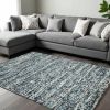 9' X 13' Ivory Blue And Gray Wool Striped Hand Woven Area Rug