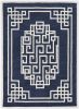 2' X 4' Navy Blue And Ivory Wool Geometric Hand Tufted Area Rug
