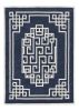 8' X 10' Navy Blue And Ivory Wool Geometric Hand Tufted Area Rug