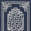 9' X 12' Navy Blue And Ivory Wool Geometric Hand Tufted Area Rug
