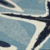 2' X 3' Navy Blue And Aqua Starfish Hand Tufted Area Rug